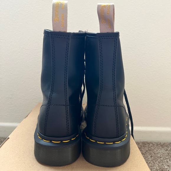 Dr. Martens Vegan 1460 Black Boots with Yellow Stitching - Picture 3 of 6